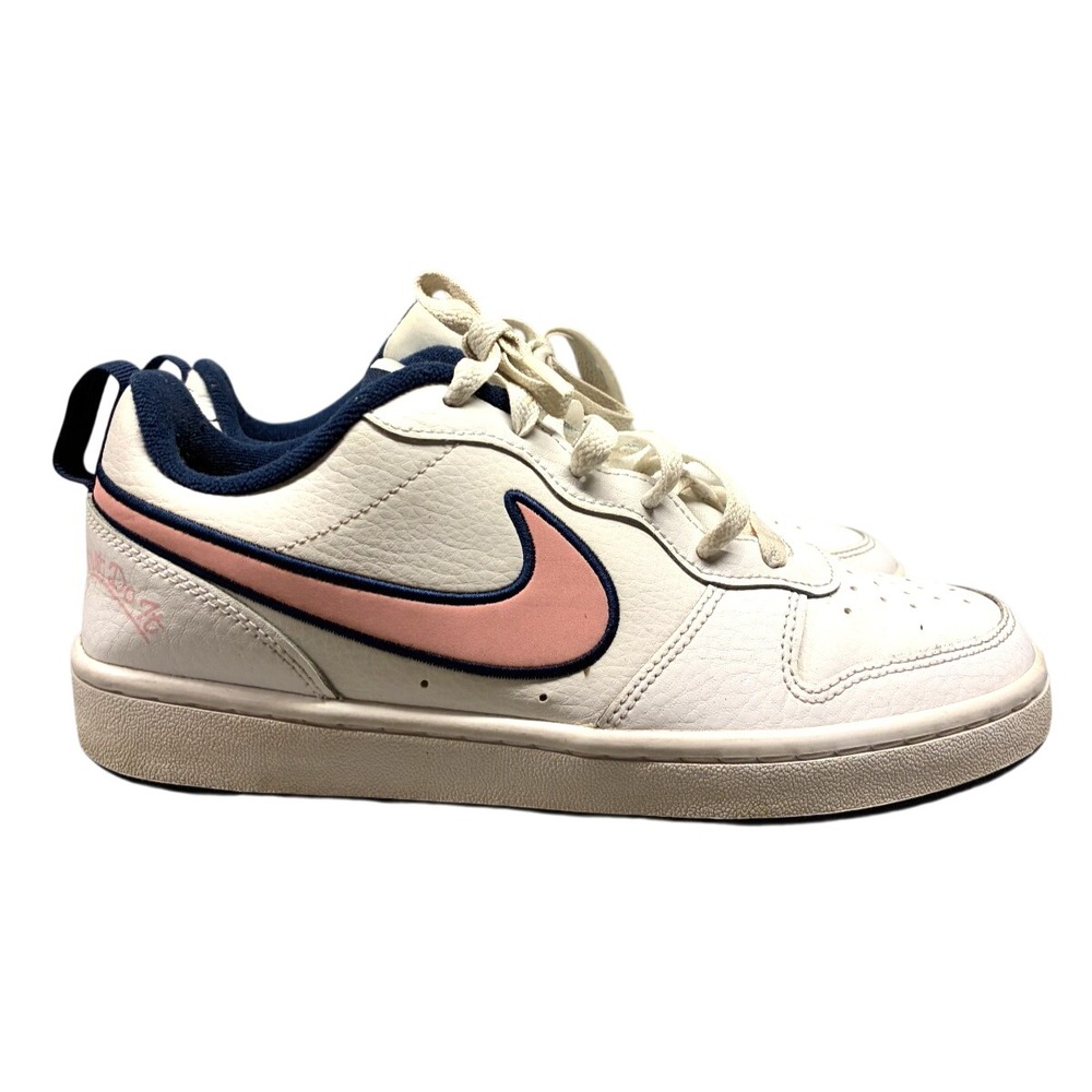 Nike Court Borough Low 2 Sneakers Girls 6Y White Pink Leather Retro Casual